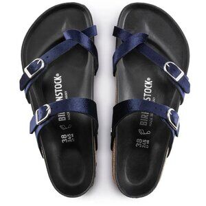 Birkenstock Mayari Rivet Logo Midnight Blue Velvet Sandals